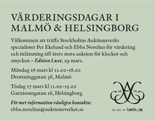 Thumbnail image for Stockholms Auktionsverk Värderingsdagar i Malmö & Helsingborg 16-17 Mars