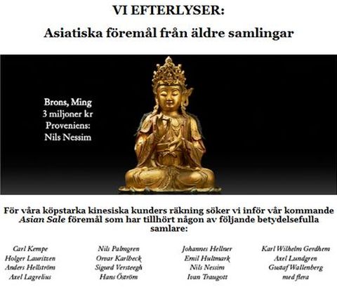 Post image for Uppsala Auktionskammare Vi efterlyser äldre Asiatiska föremål !